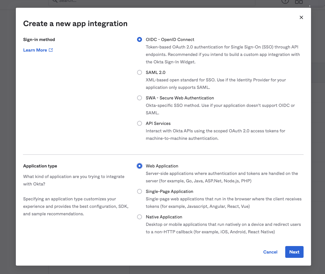 Create a new App Integration