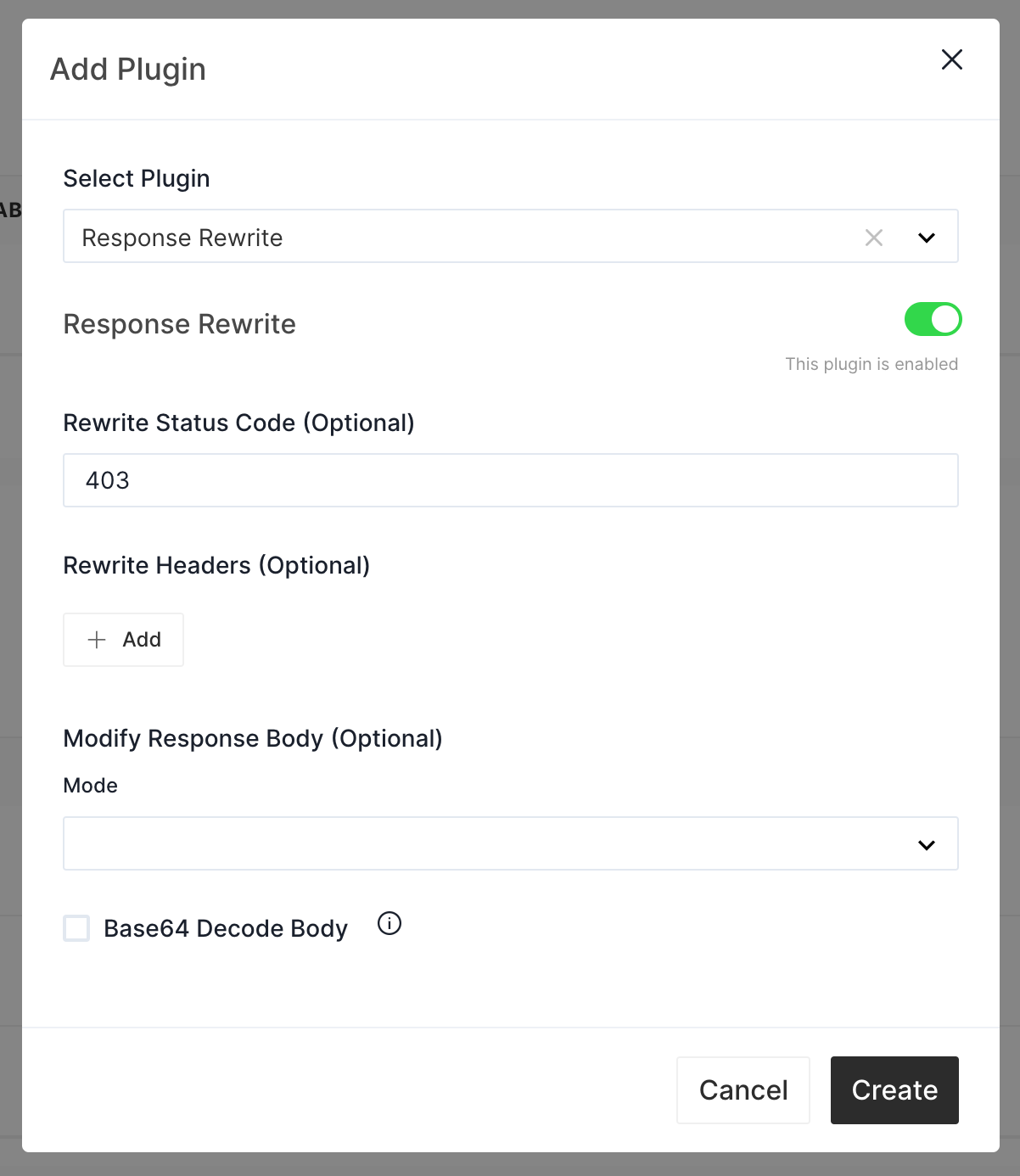 Add Response Rewrite Plugin 1