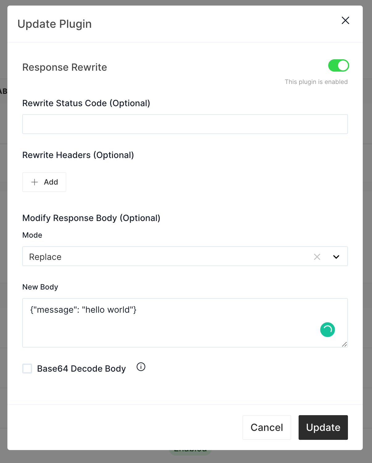 Add Response Rewrite Plugin 3