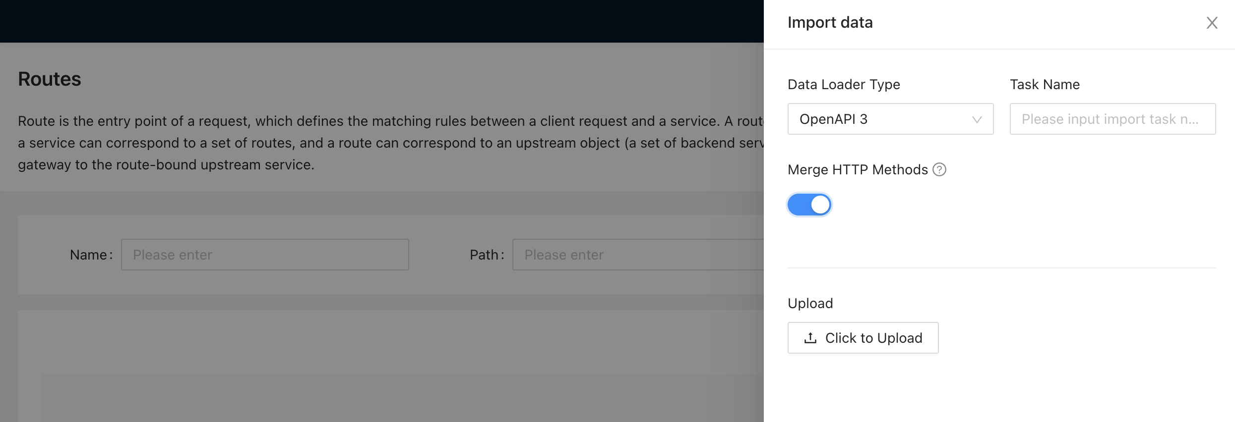 import routes data