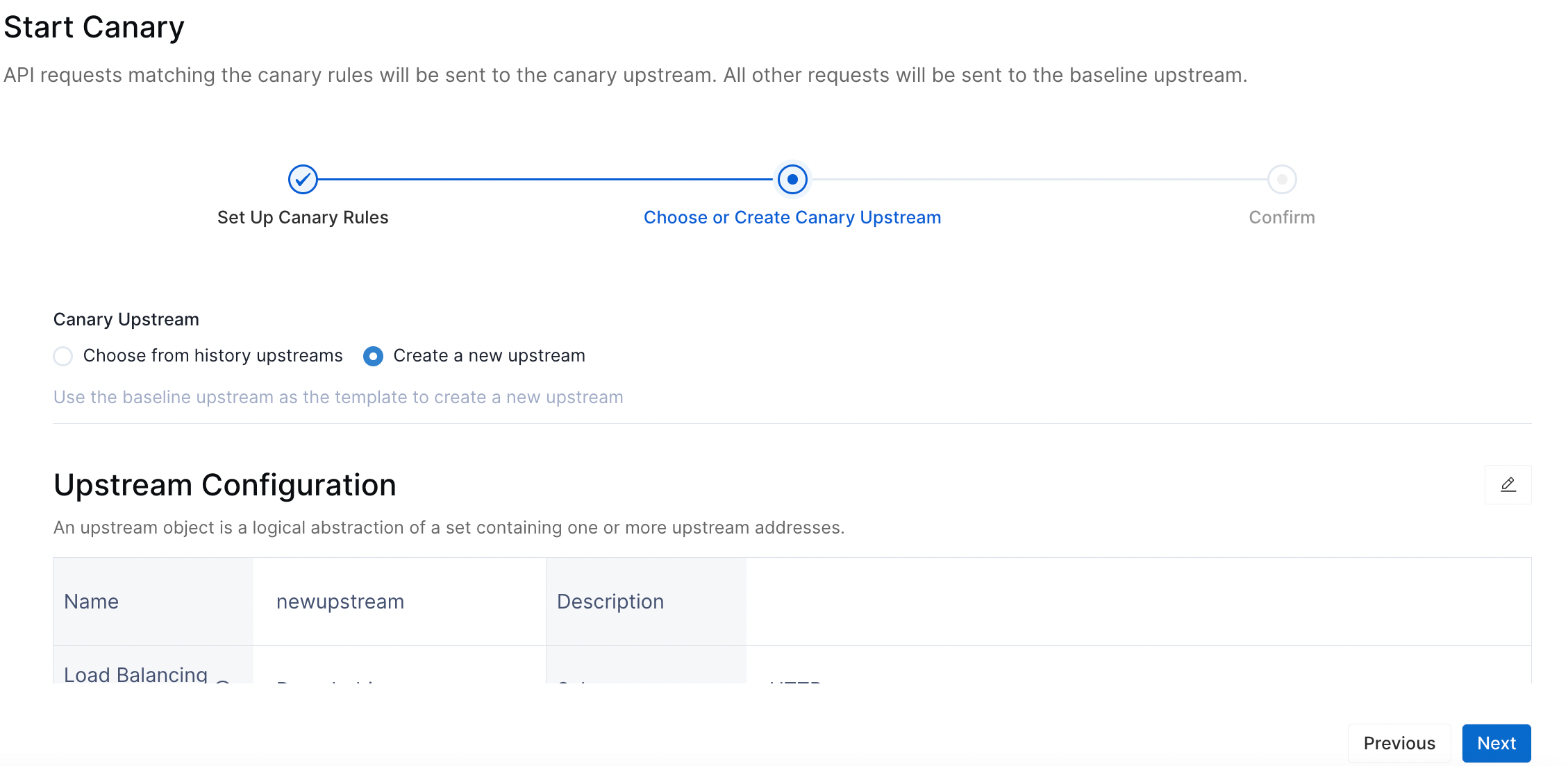 Create canary upstream