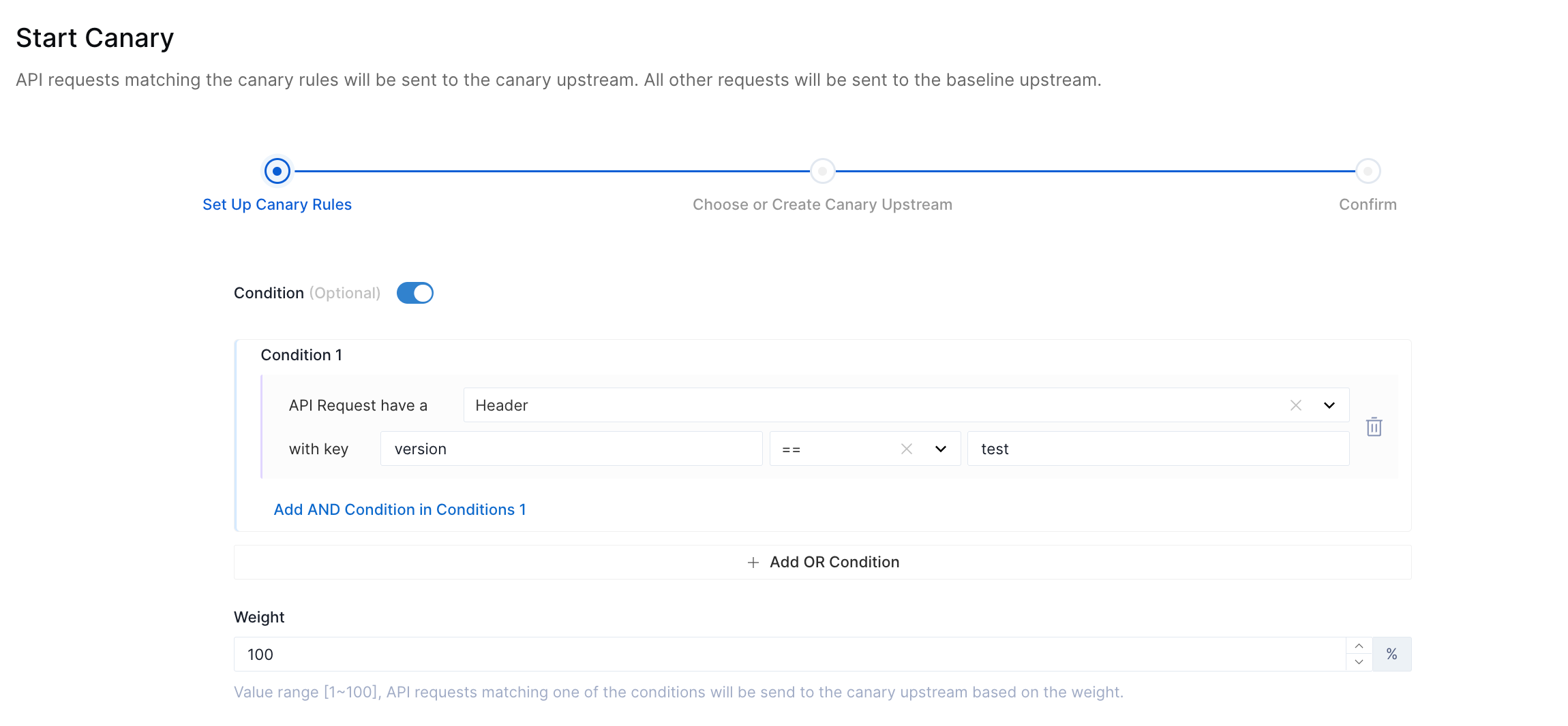 Set up canary conditions