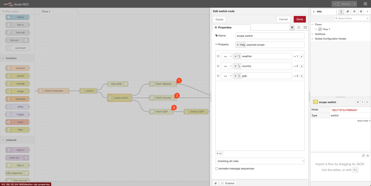 Use Node-Red to target data type