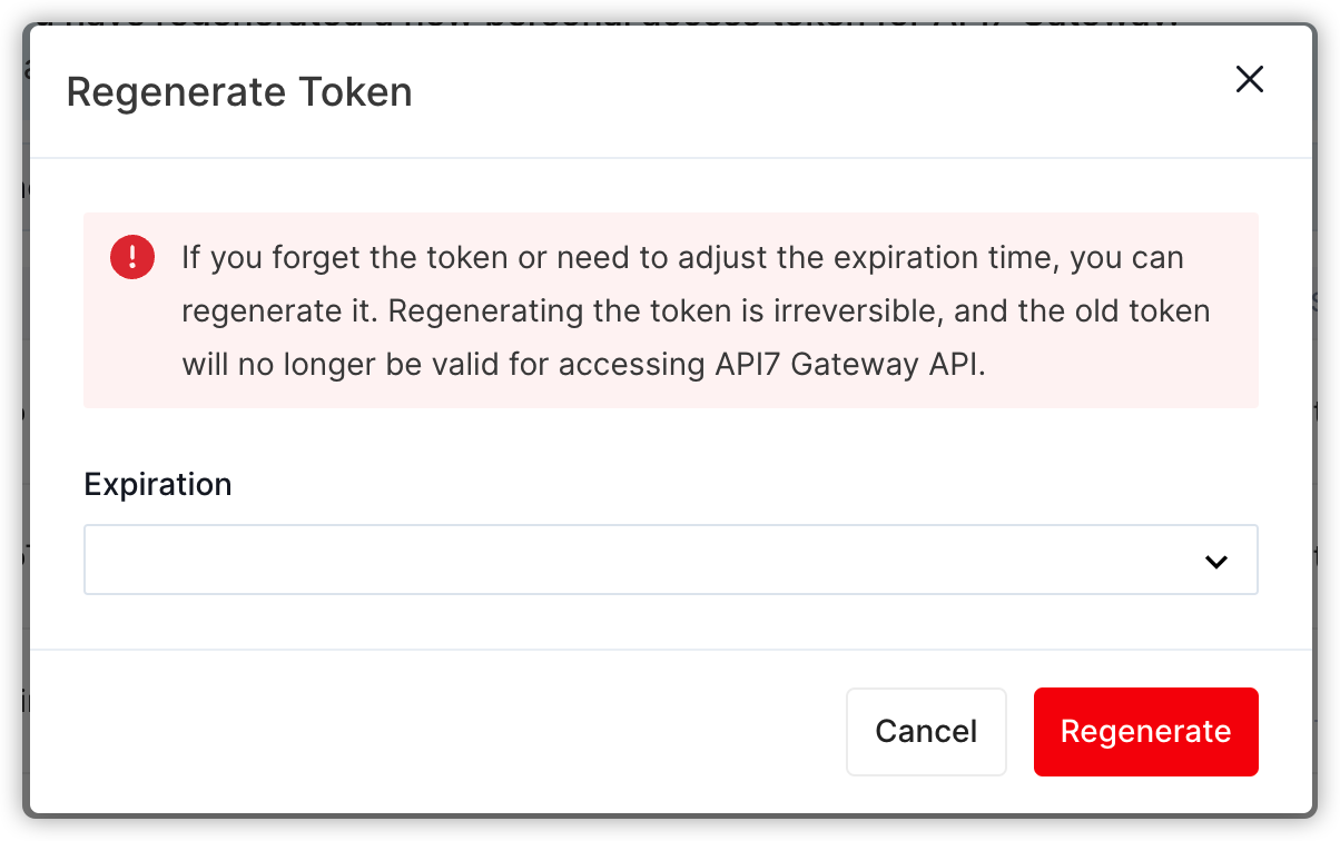 Regenerating tokens in API7 Enterprise