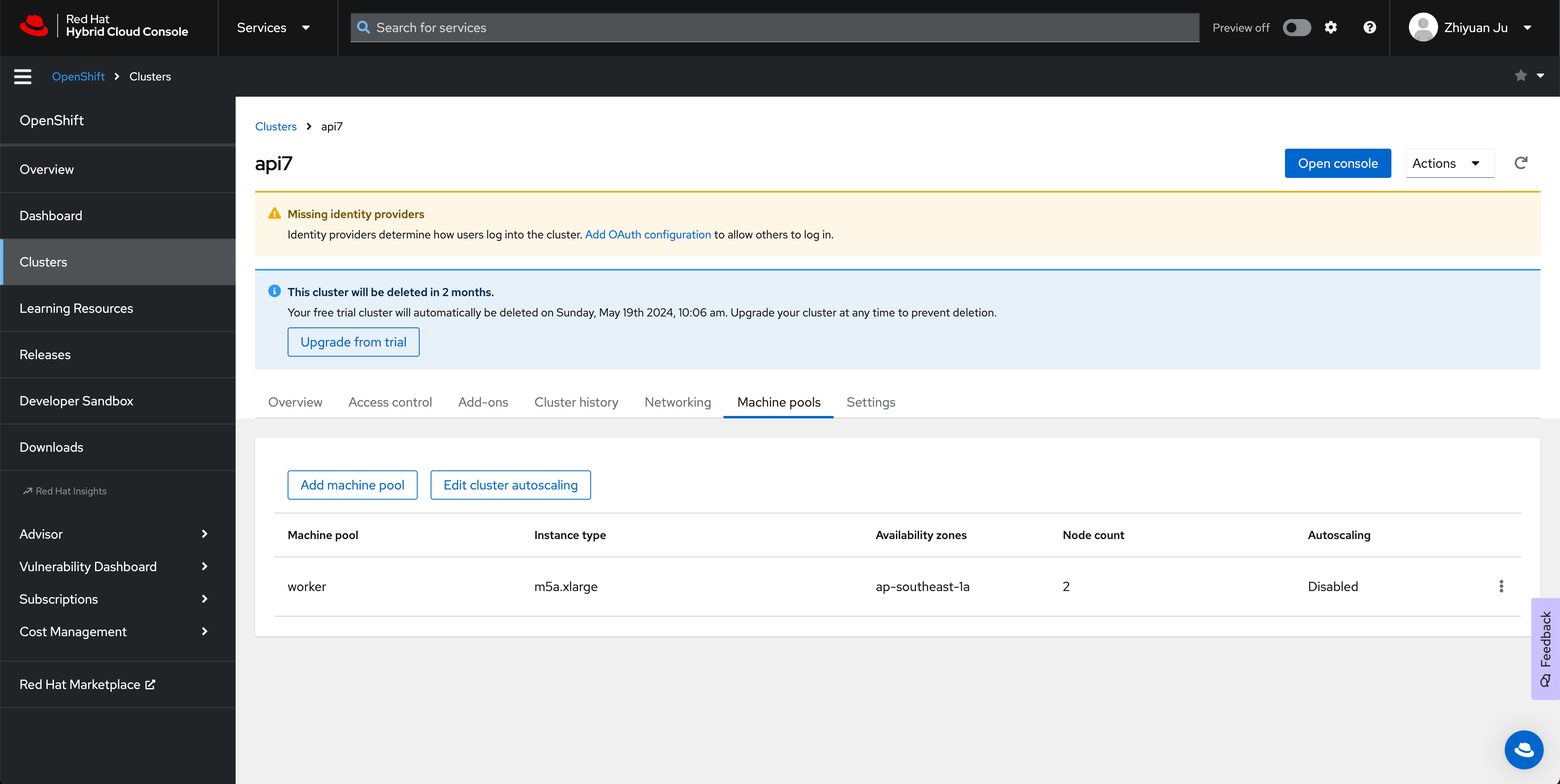 cluster machine pool