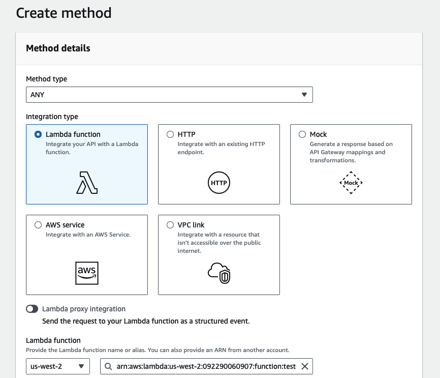 create method and lambda function