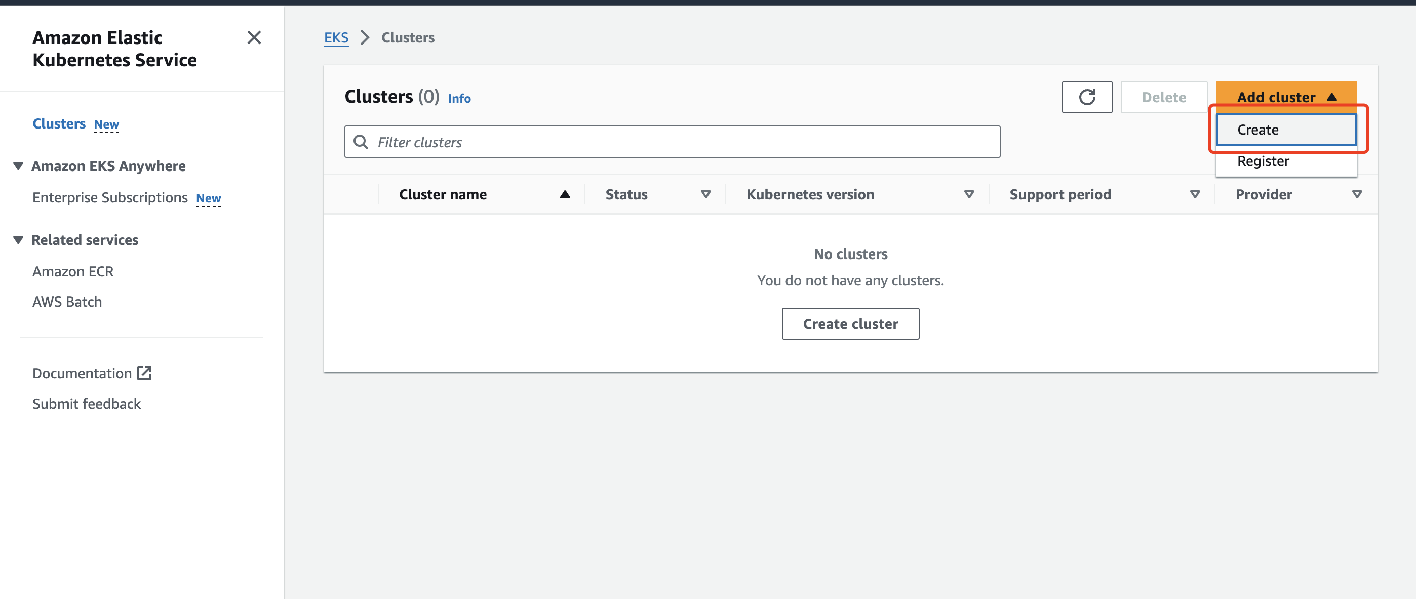 create cluster