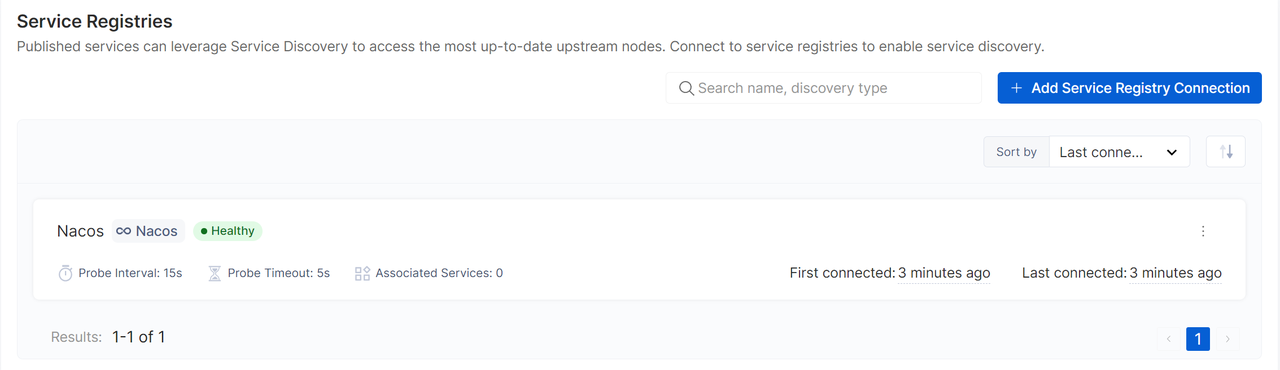 Add Service Registry Connection