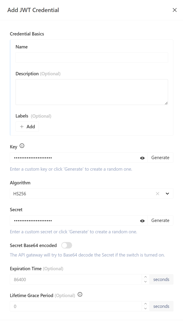 Add JWT Authentication Credential