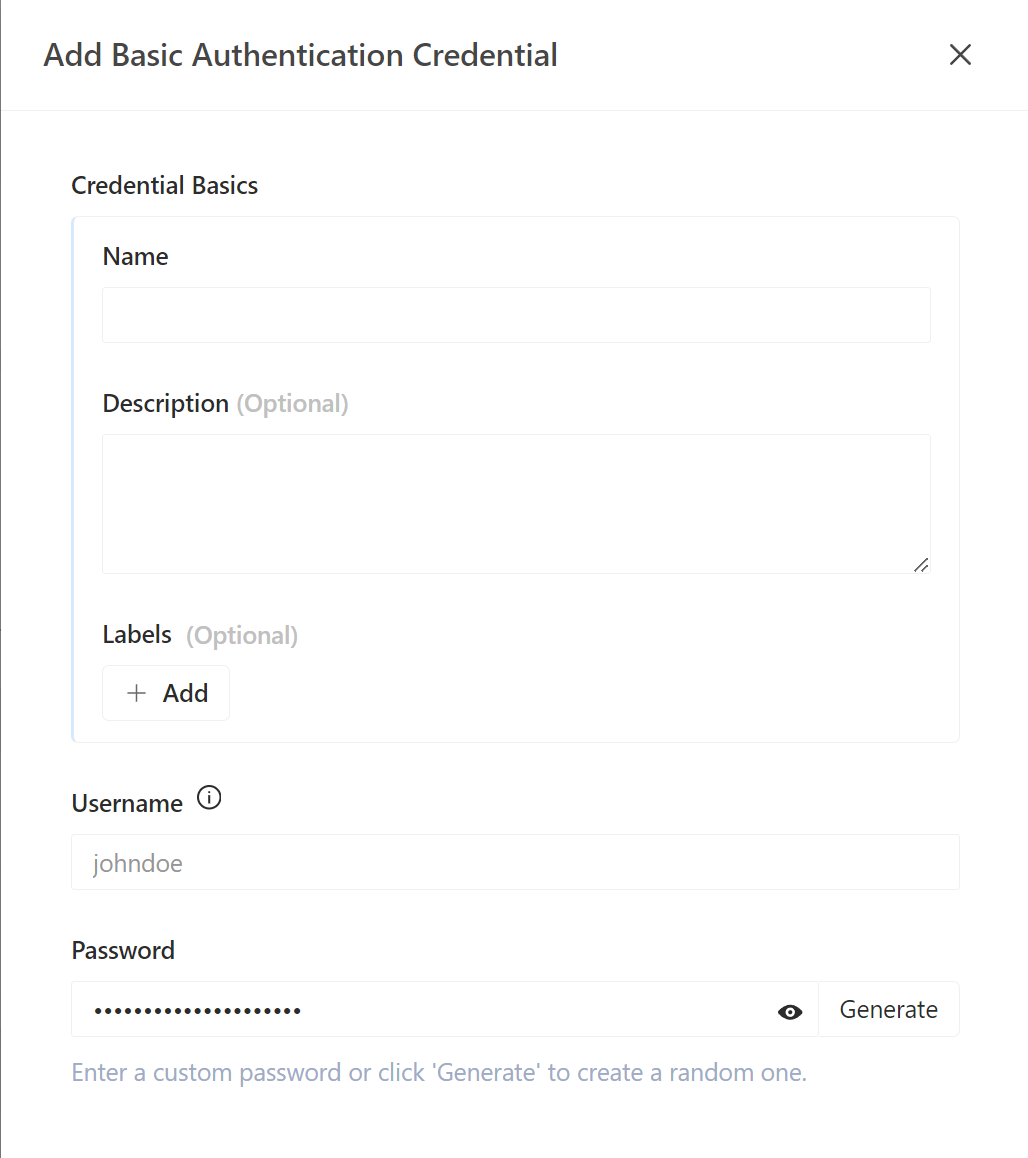 Add Basic Authentication Credential