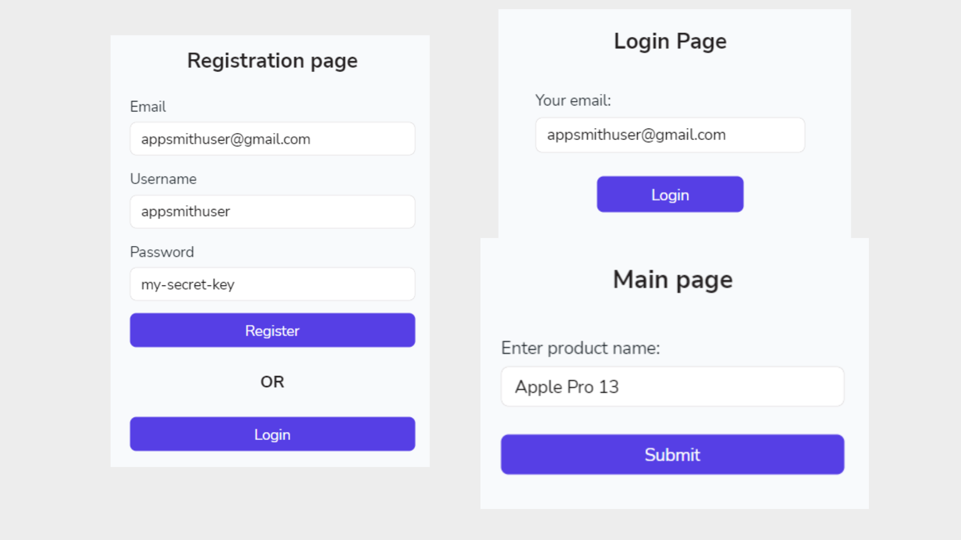 Registration, Login, and Main