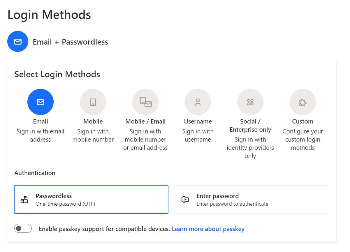 Choose a Login method