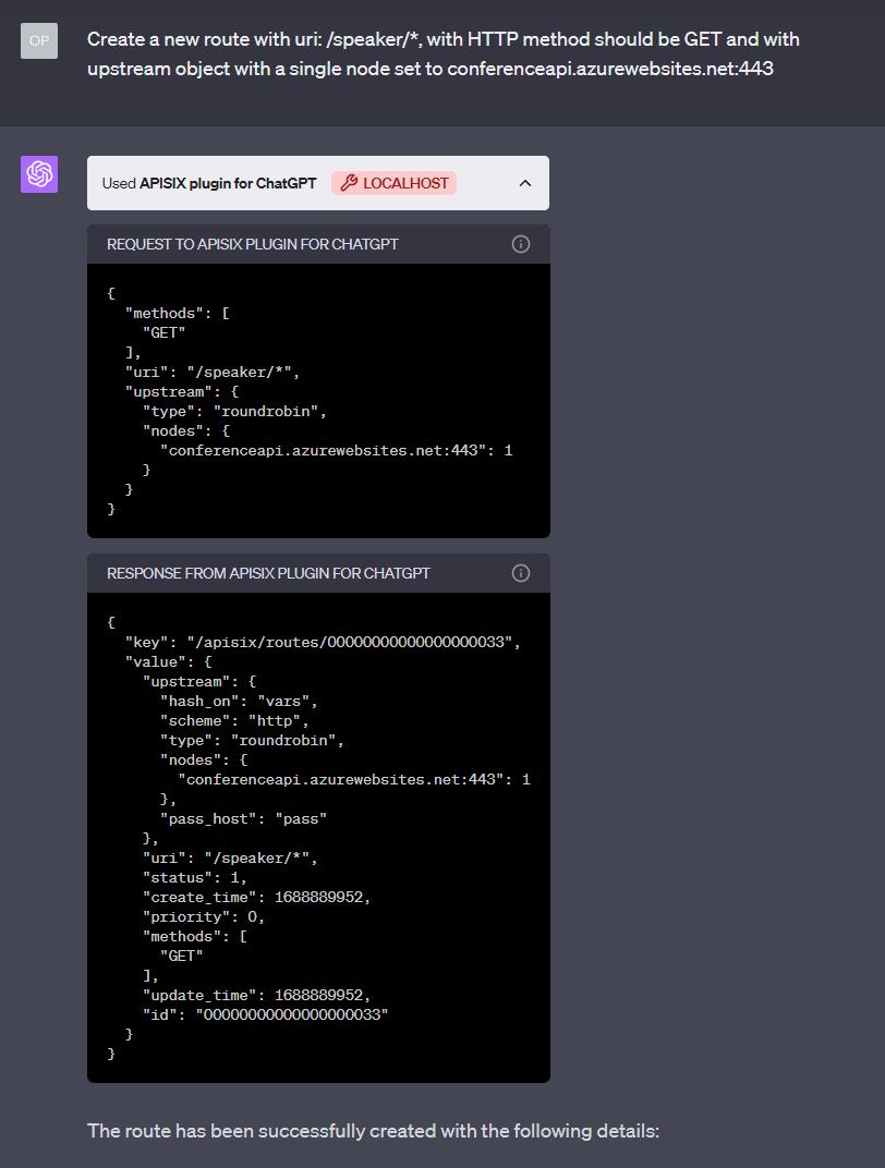 Create a route in the APISIX