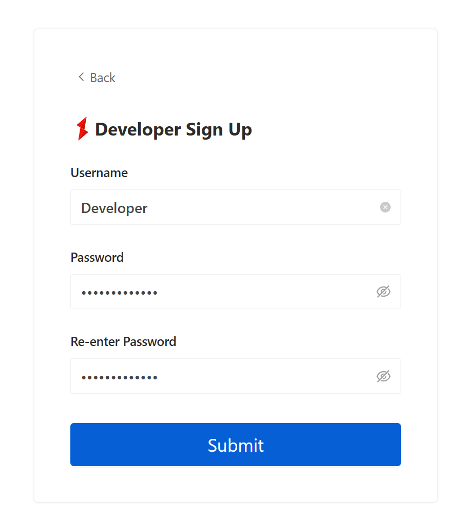 Developer Sign up