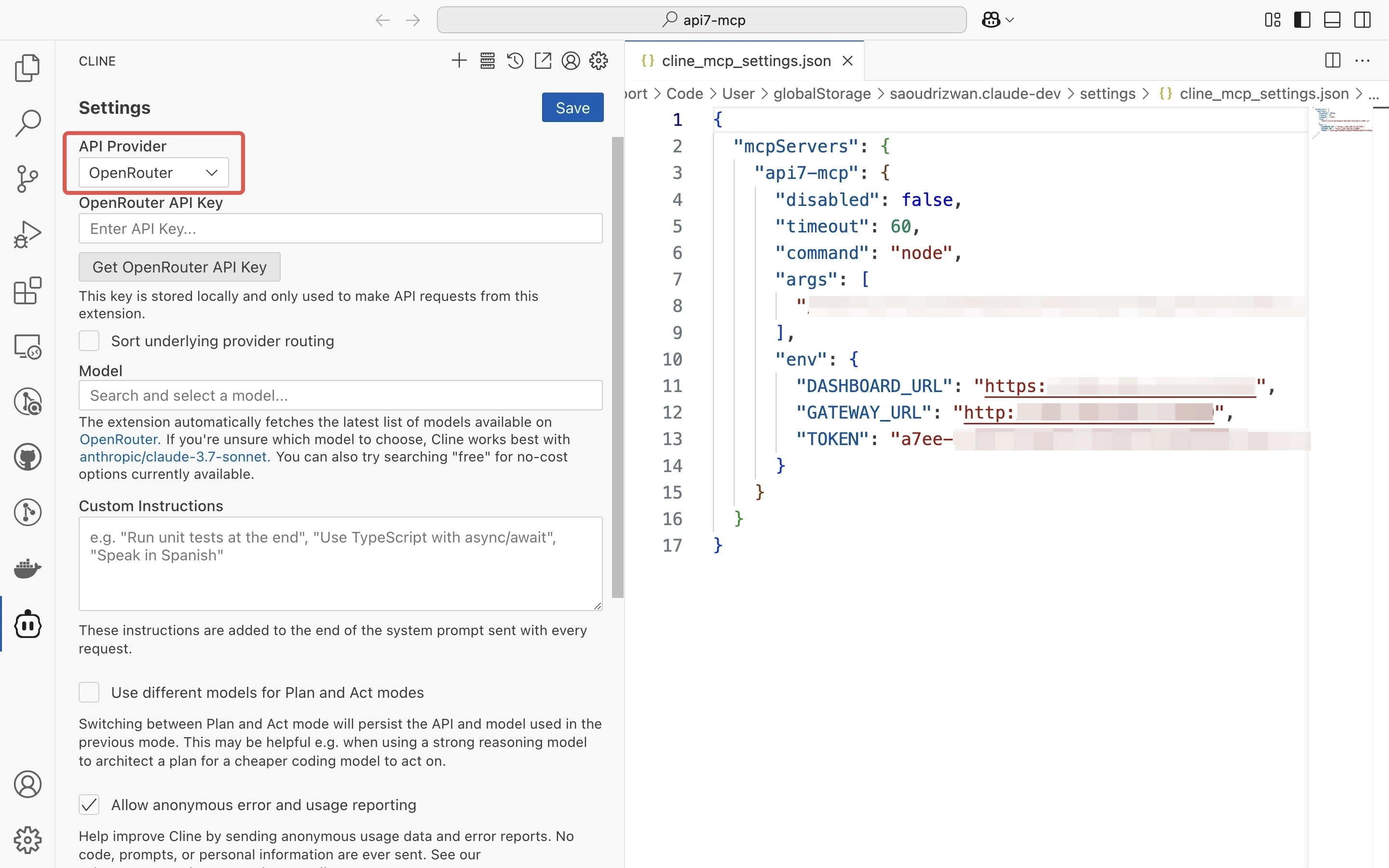 Select OpenRouter as API Provider