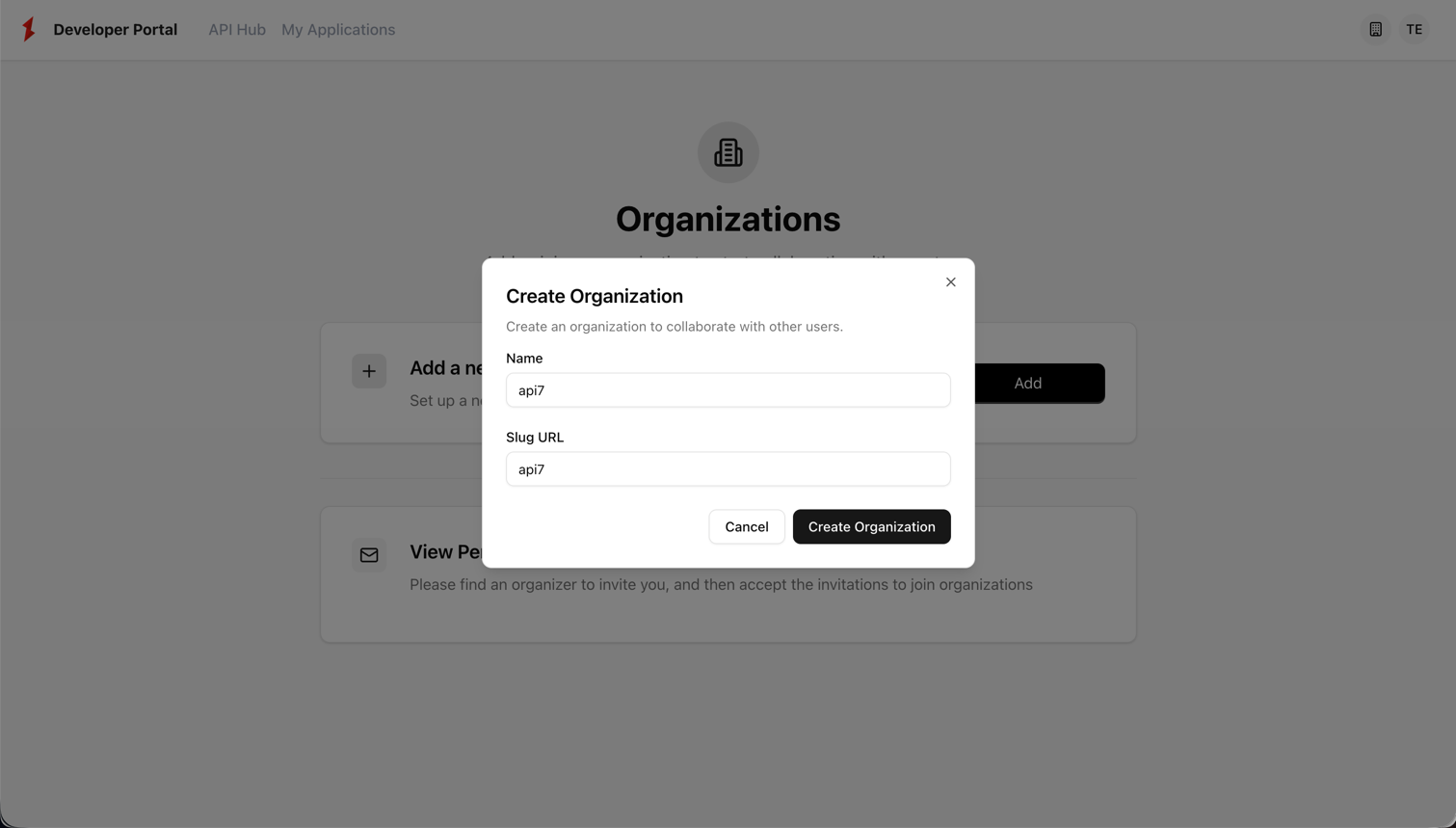 Create Organization