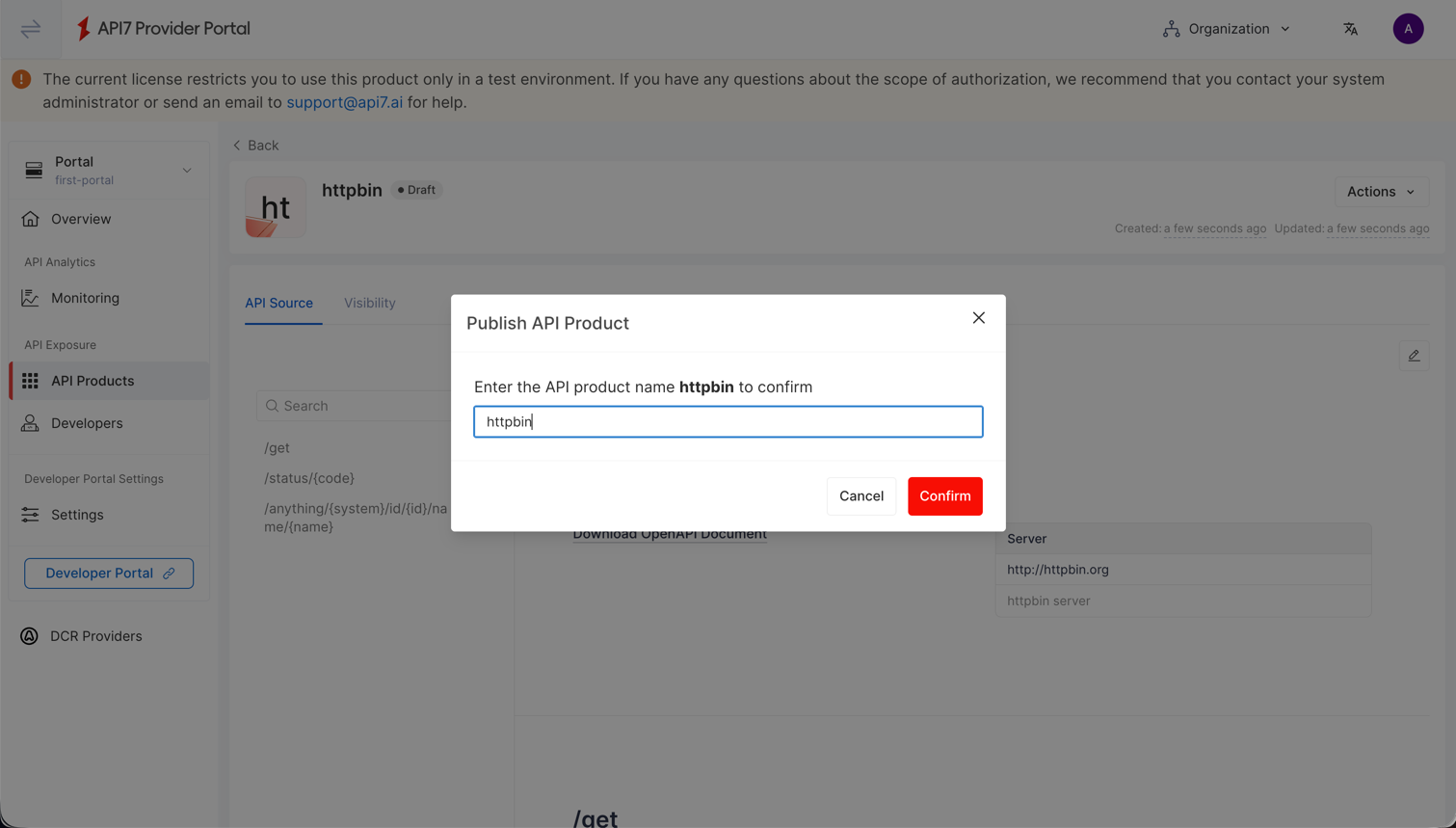 Provider Portal Publish Product