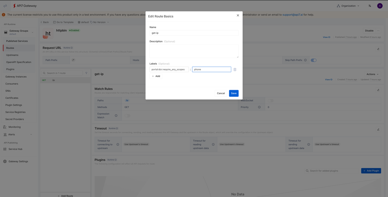 Add a label for the route