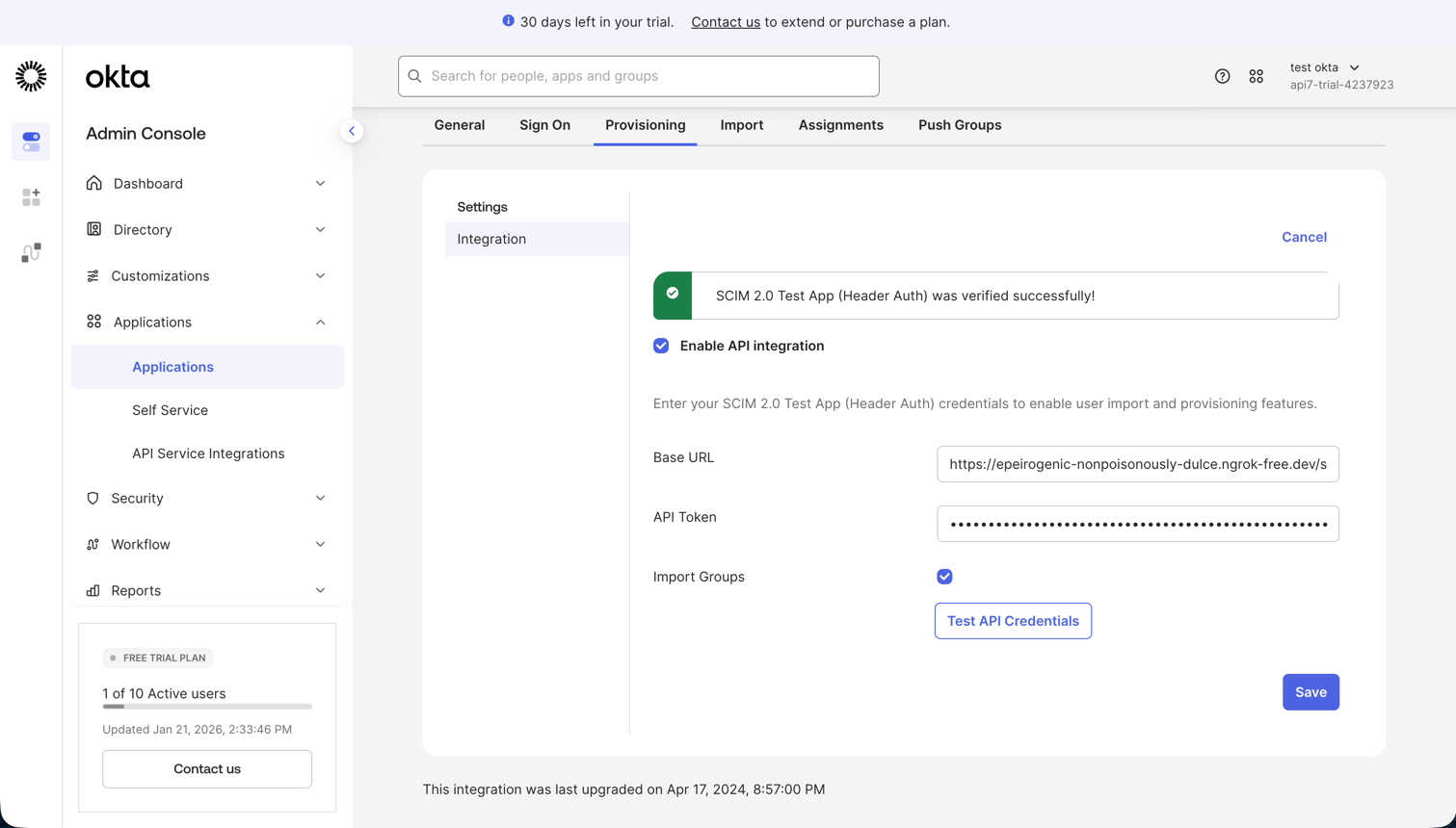Configure API integration