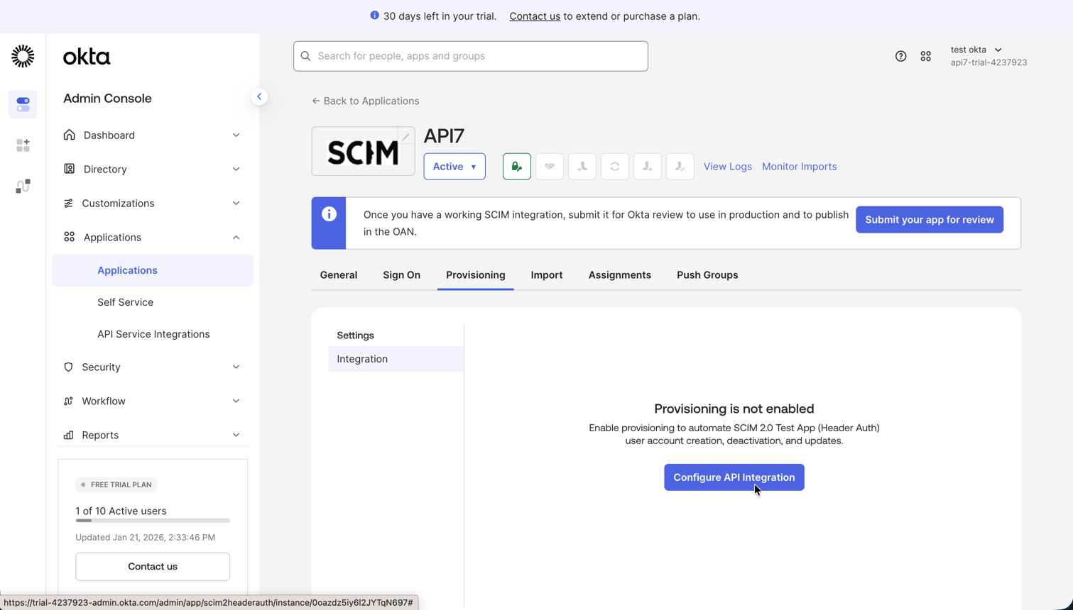 Select provisioning tab
