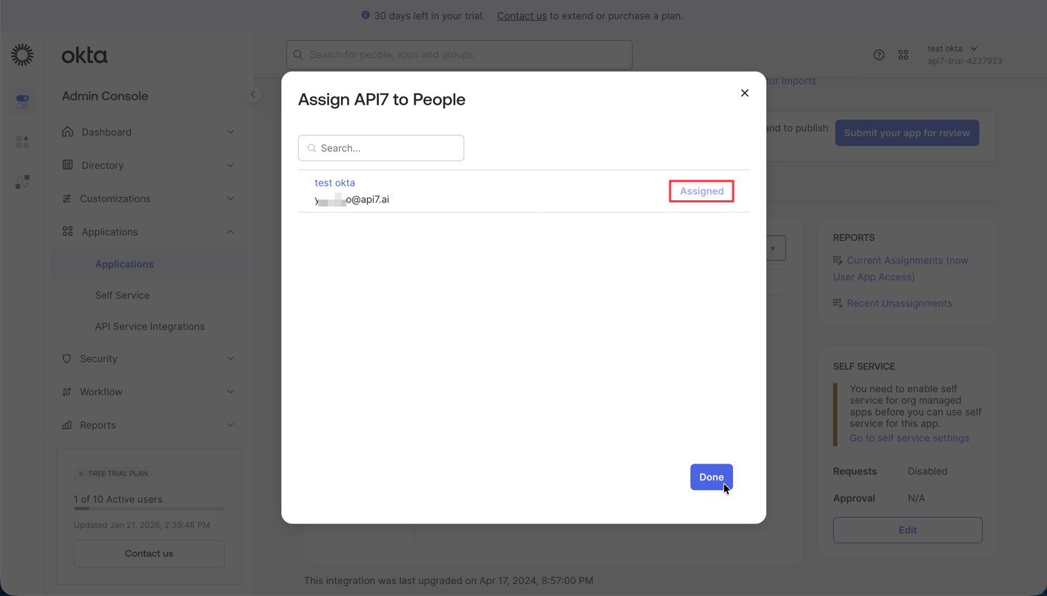 Check assigned users