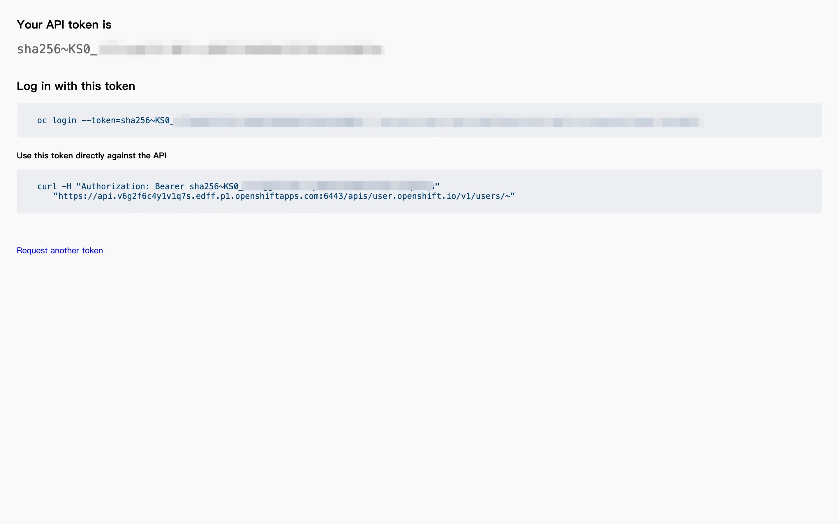 Save OpenShift API Token