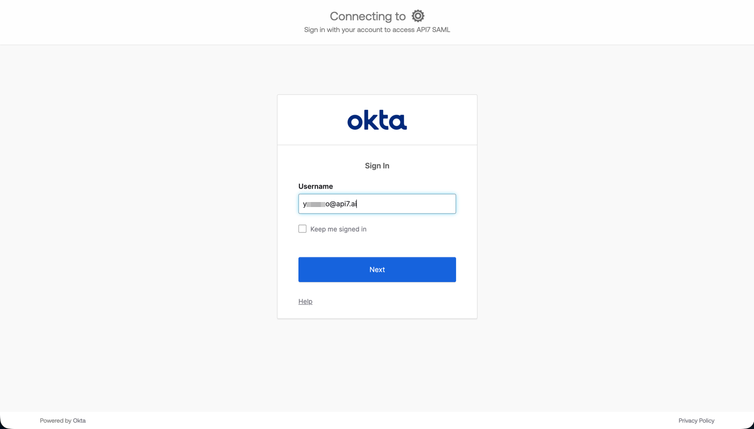Okta sign-in page
