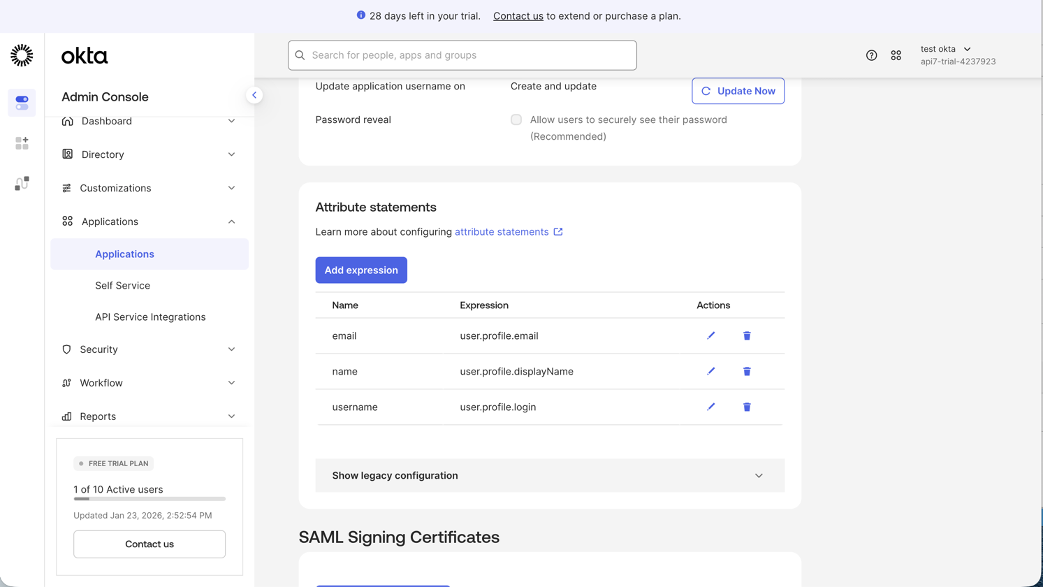 Add attribute statements