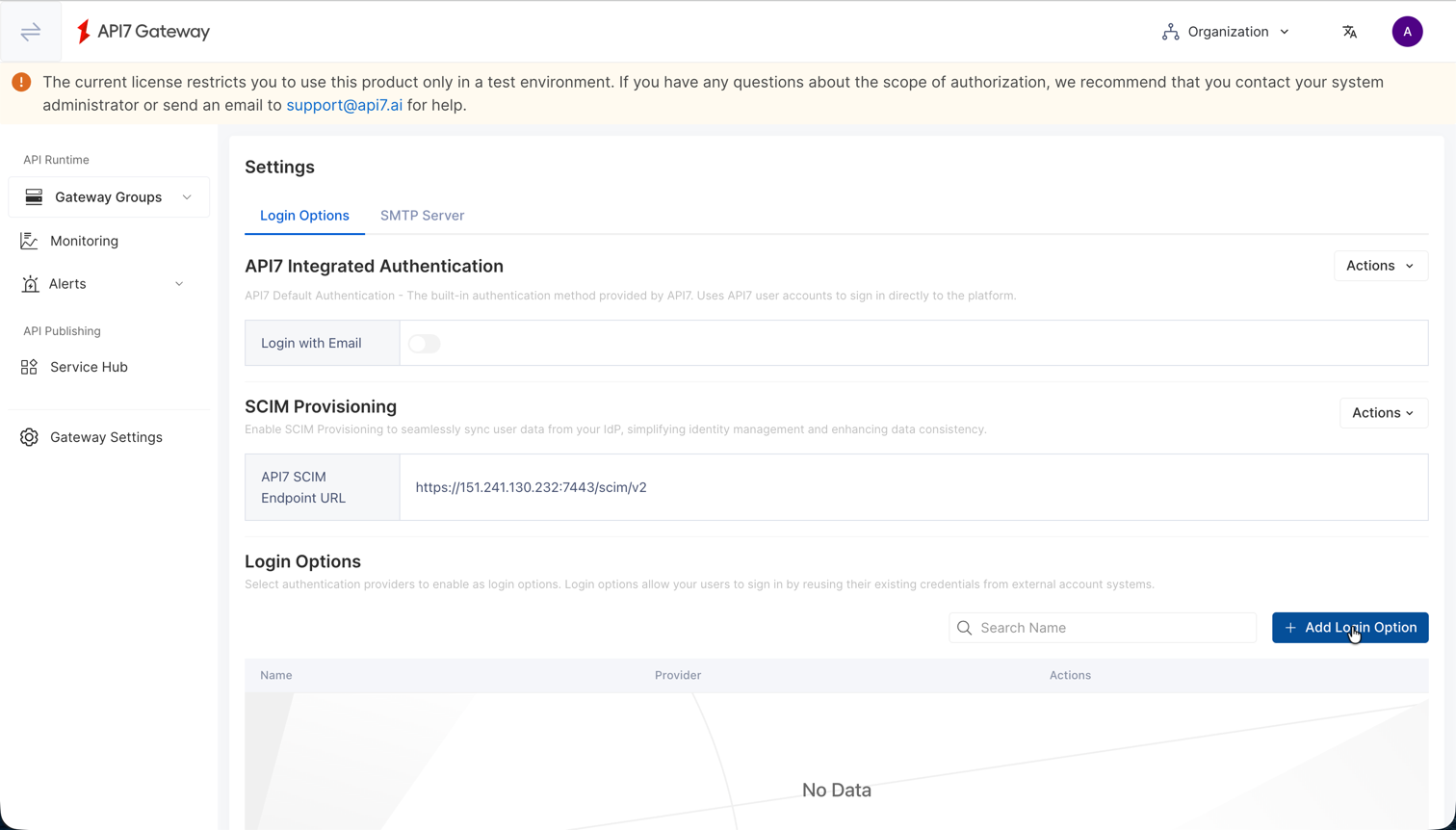Add login option in API7 Dashboard