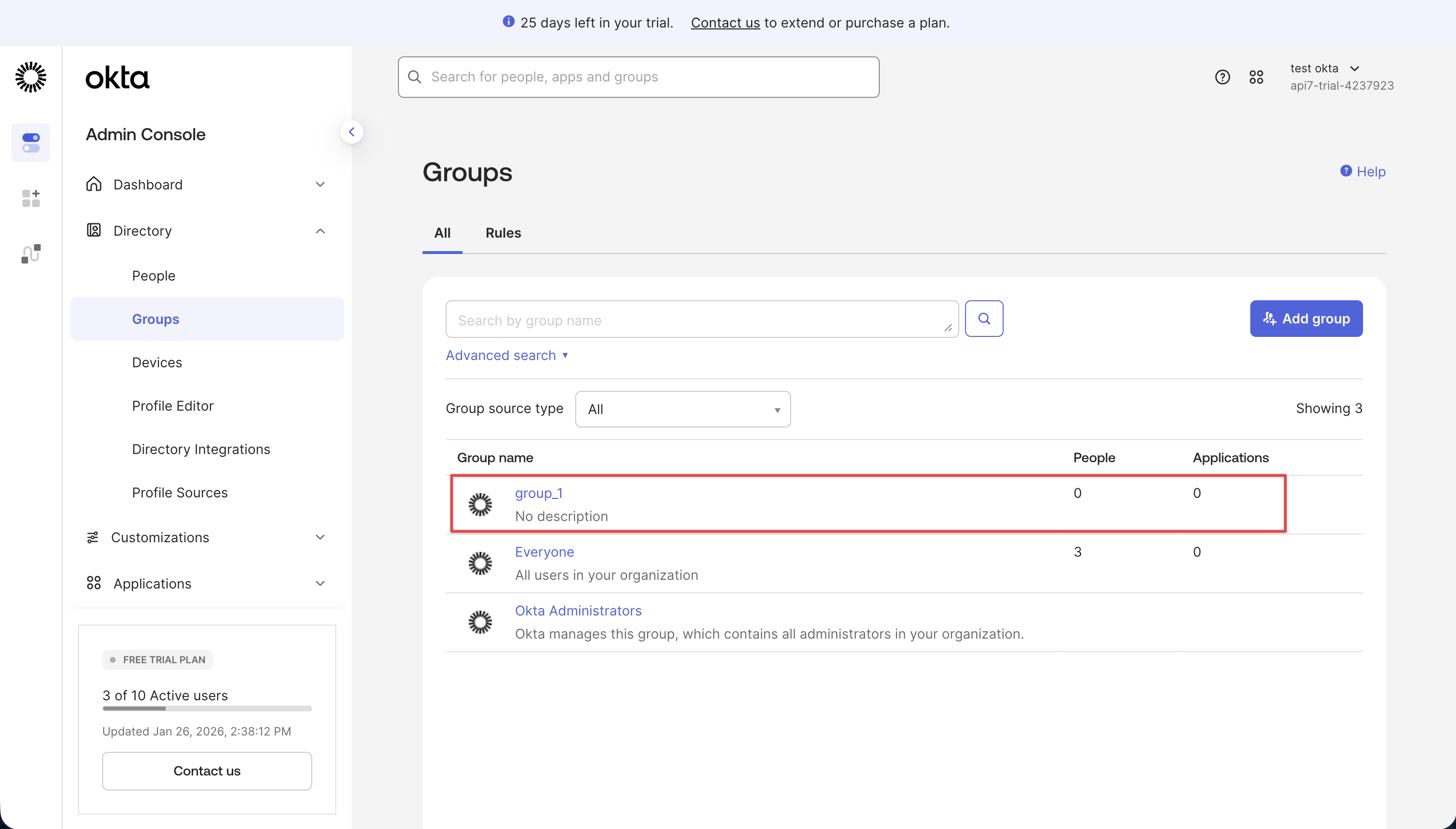 Check the group details