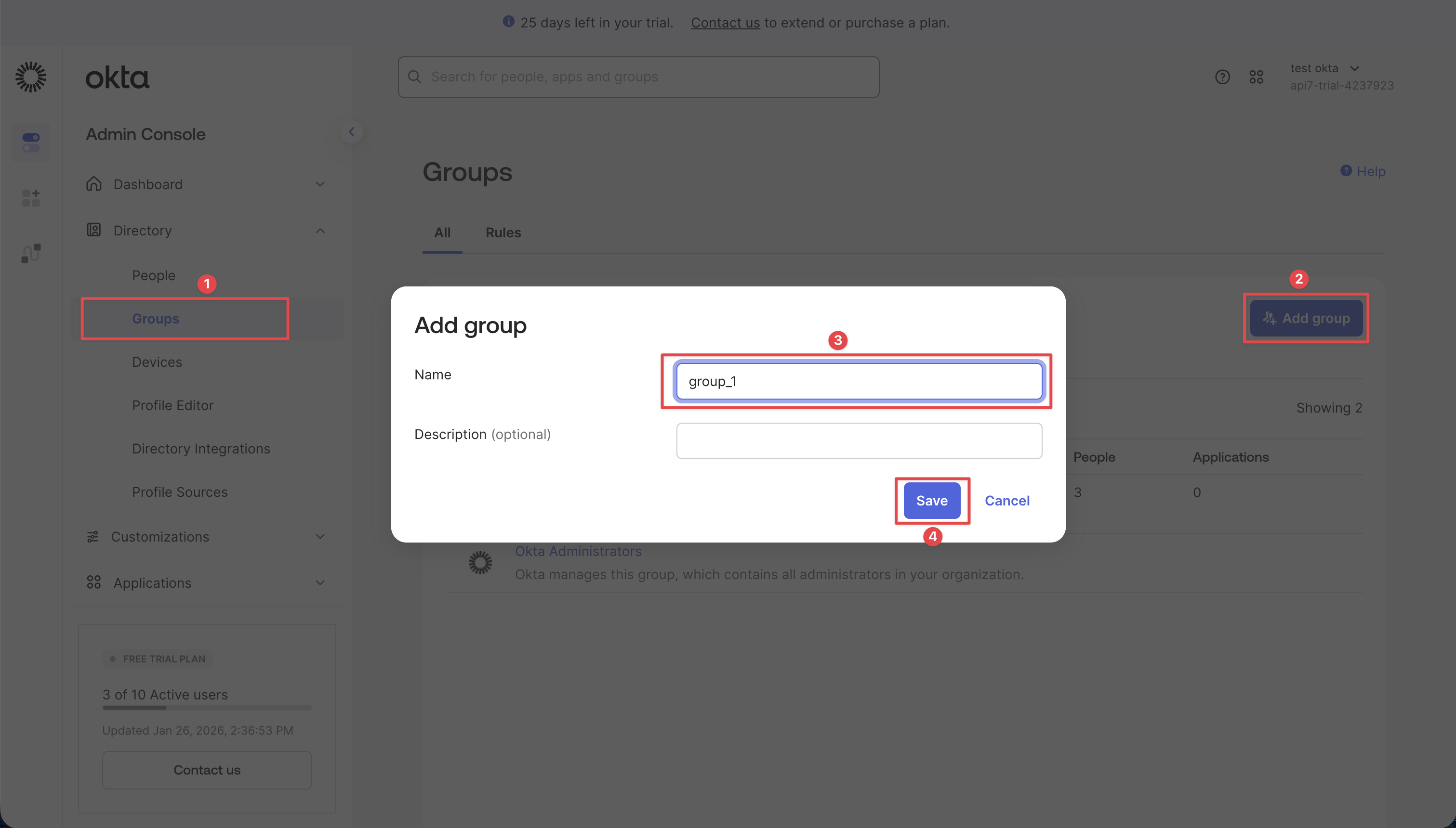 Create an Okta group
