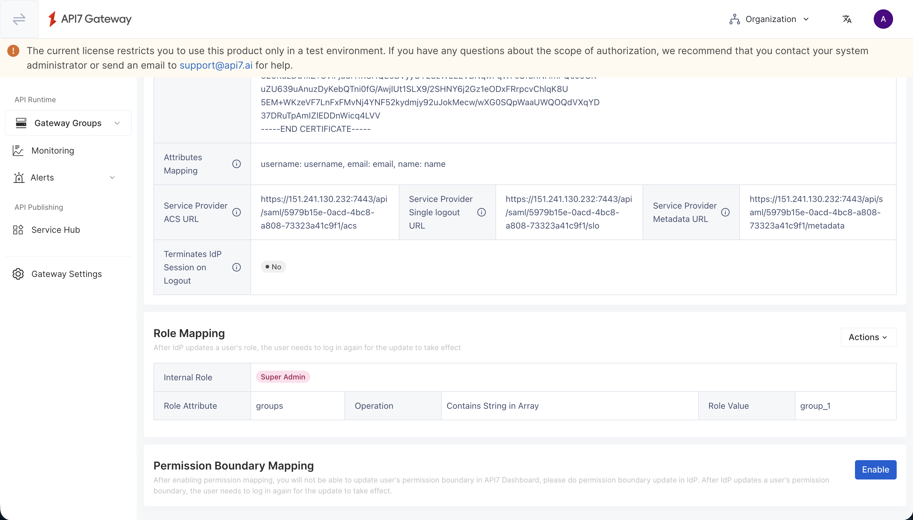 Check role mapping in API7 Dashboard