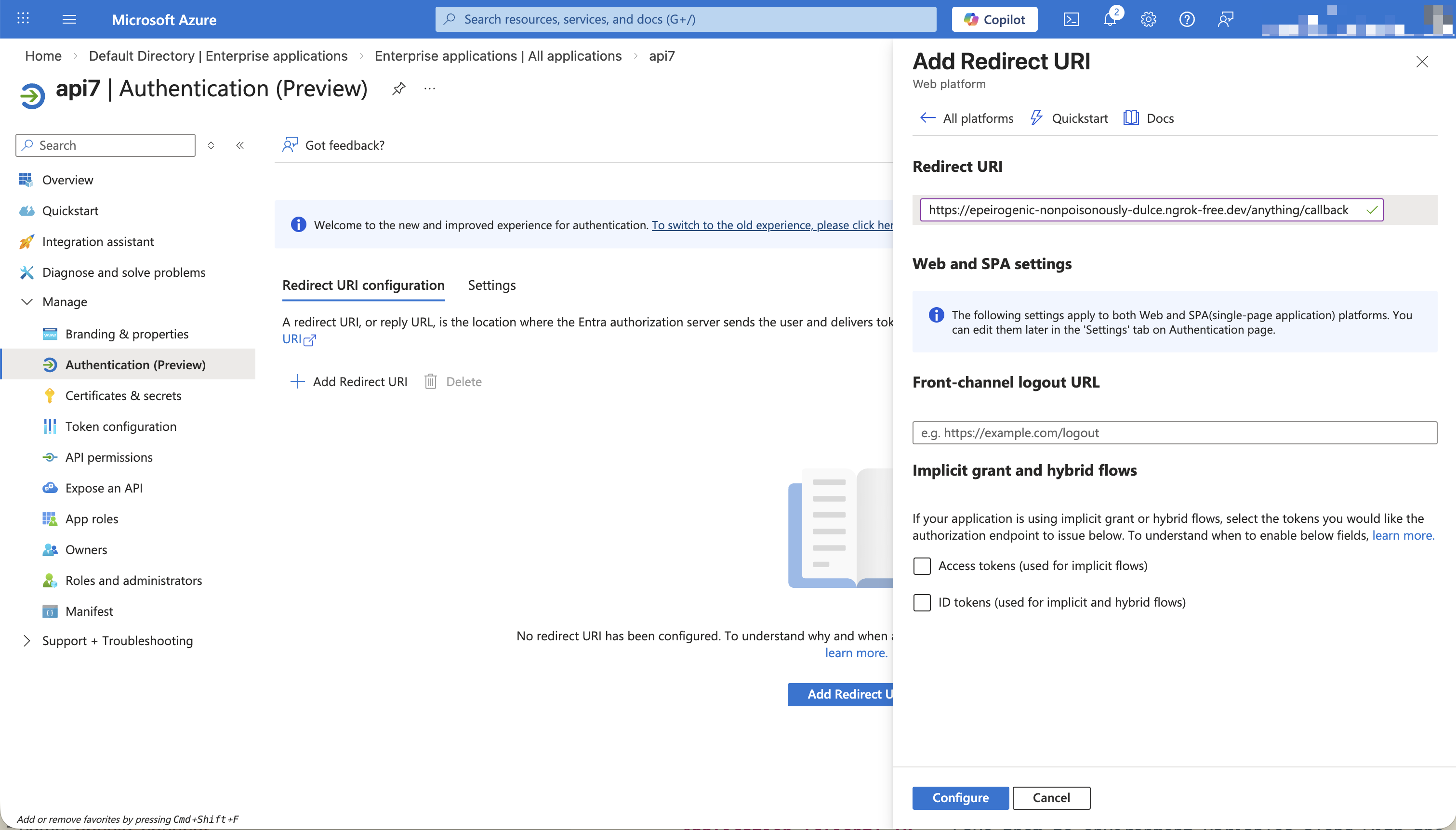 Configure the OpenID Connect redirect URL