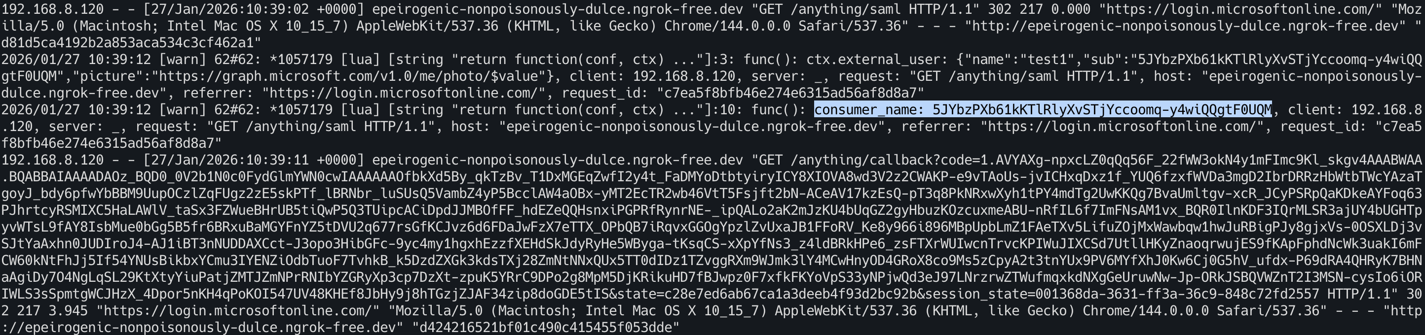 Check access log for consumer_name