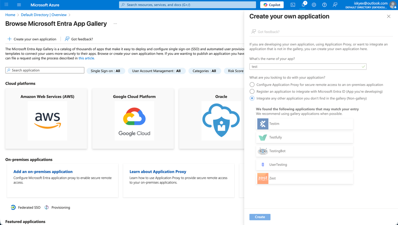 Create a new SAML application