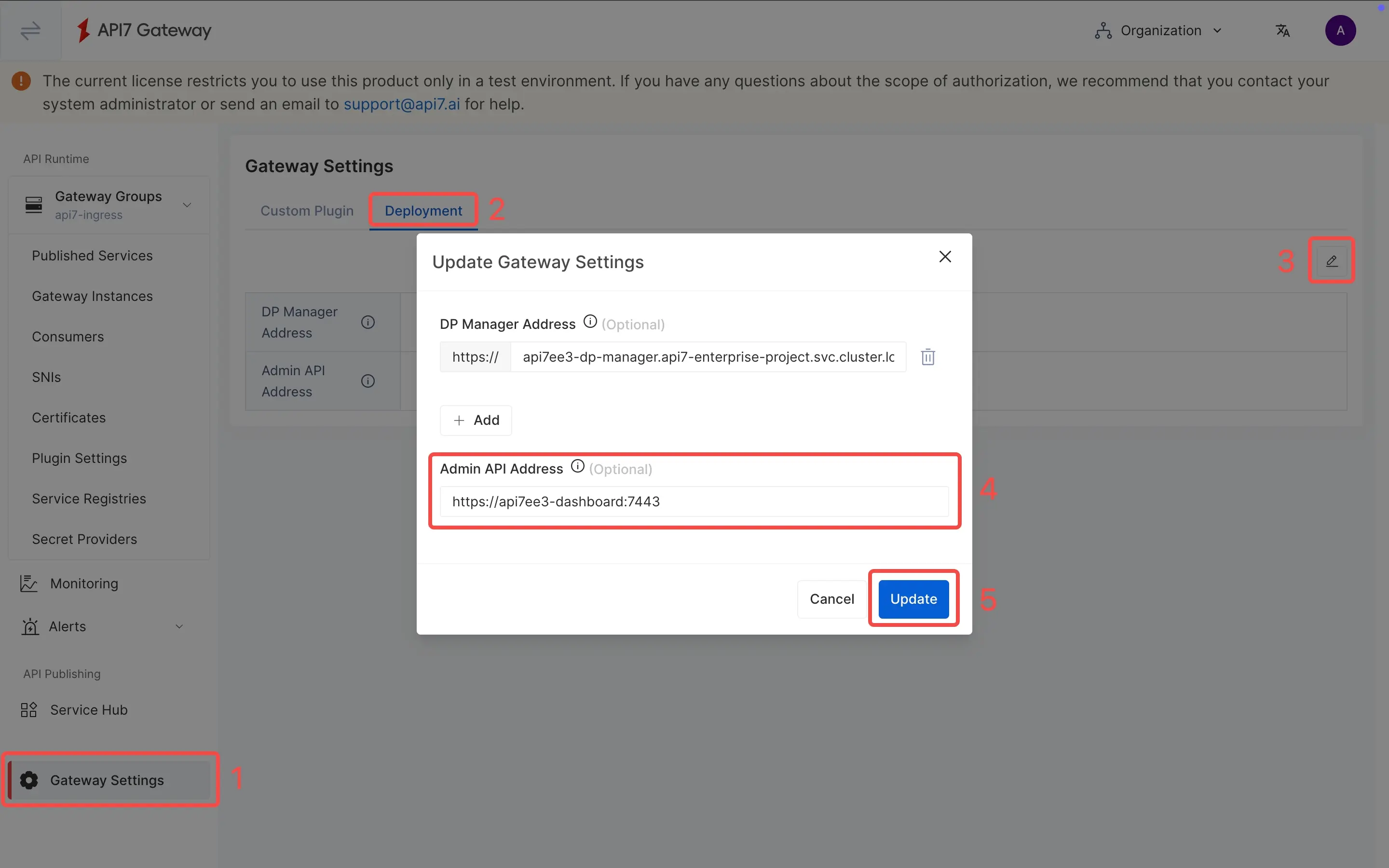 Add Admin API Address