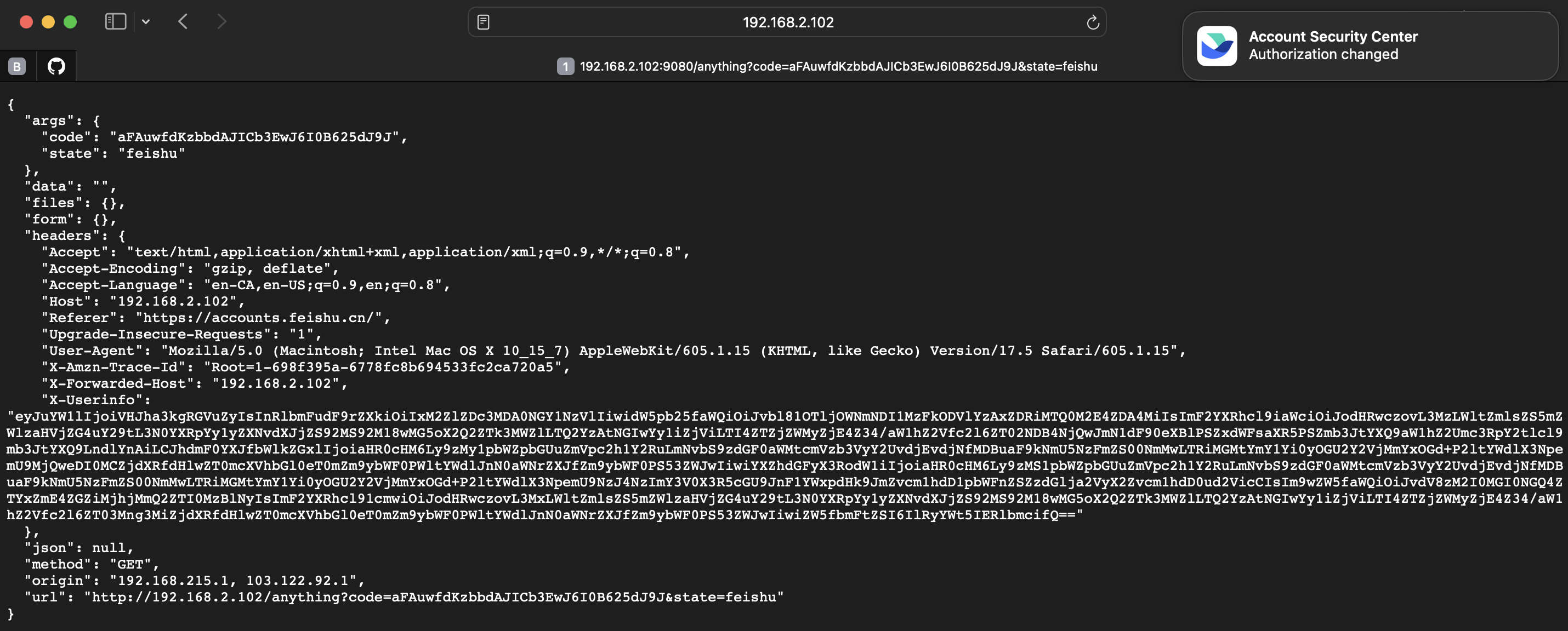 Response from HTTPBIN