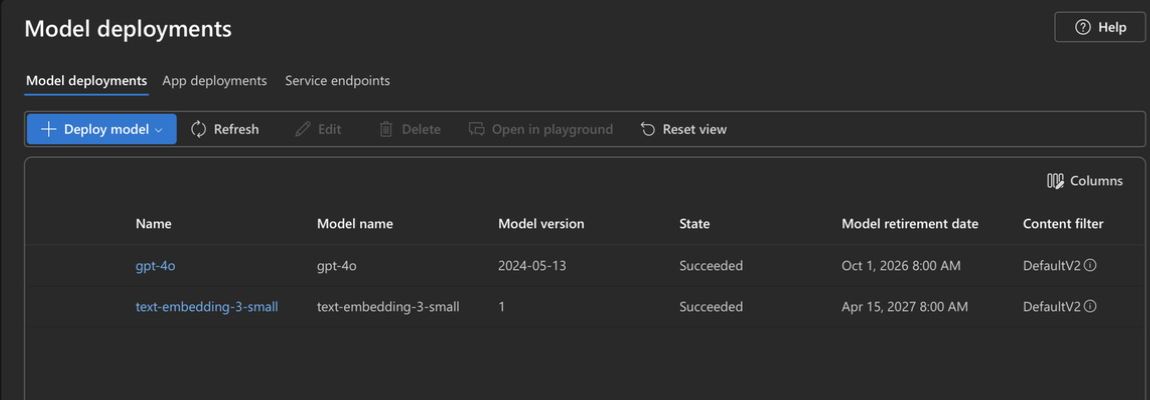 Azure OpenAI model deployments in Microsoft Foundry