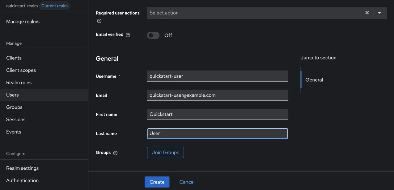 Create a user in Keycloak