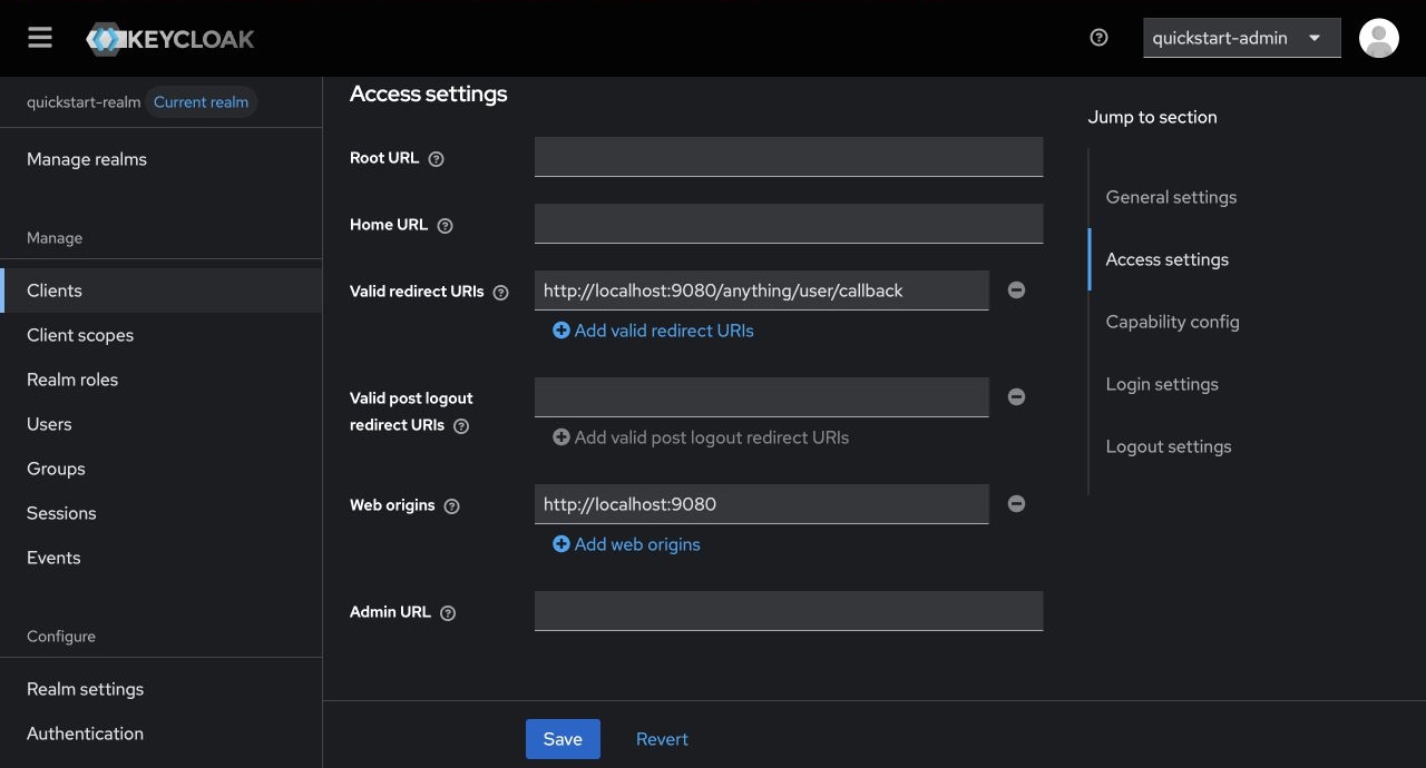 Configure the APISIX redirect URI in Keycloak